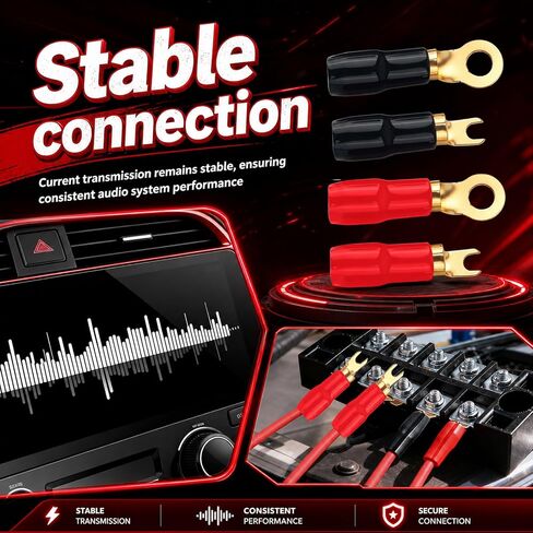 4 Gauge Wire Connectors 8PCS Kit (Fork & Round),Speaker Wire Connectors Strip Crimp Barrier Spade Terminal Connector with Red/Black Sleeves,4 Gauge Terminals for Car/Truck/Audio System in Saudi Arabia