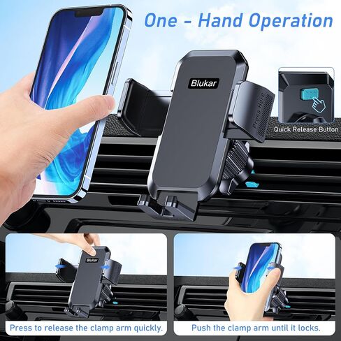 Blukar Car Phone Holder Mount, Super Stable Air Vent Cell Phone Car Mount | 2025 Metal Hook Clip, 360° Rotation,One Button Release for iPhone, Galaxy, Google, and All Other Smartphones in Saudi Arabia