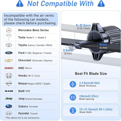 Blukar Car Phone Holder Mount, Super Stable Air Vent Cell Phone Car Mount | 2025 Metal Hook Clip, 360° Rotation,One Button Release for iPhone, Galaxy, Google, and All Other Smartphones in Saudi Arabia