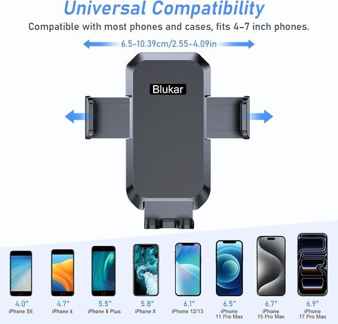 Blukar Car Phone Holder Mount, Super Stable Air Vent Cell Phone Car Mount | 2025 Metal Hook Clip, 360° Rotation,One Button Release for iPhone, Galaxy, Google, and All Other Smartphones in Saudi Arabia