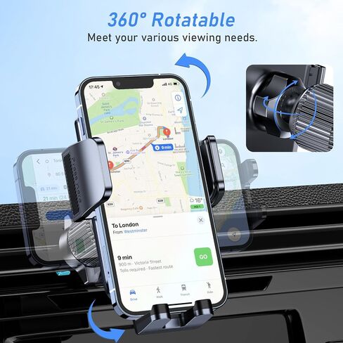 Blukar Car Phone Holder Mount, Super Stable Air Vent Cell Phone Car Mount | 2025 Metal Hook Clip, 360° Rotation,One Button Release for iPhone, Galaxy, Google, and All Other Smartphones in Saudi Arabia