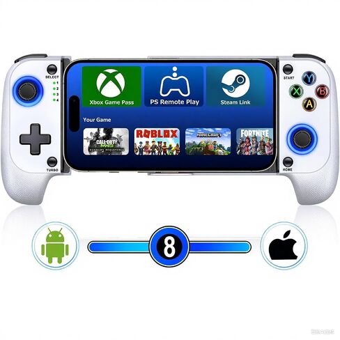 Mocagen MC1 Phone Controller for iPhone & Android – Ergonomic Grip, Low Latency, Case Friendly, Mobile Controller with Hall Effect Joysticks, Portable Travel Companion for Car/Leisure(White+Black Case) in Saudi Arabia