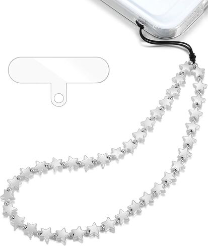 Star Phone Charm Wrist Strap, Beaded Lanyard Wristlet Chain, Anti-Theft Bracelet Strap for iPhone & More Cases in Saudi Arabia