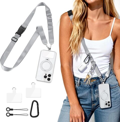 Multifunctional Phone Lanyard Adjustable Anti-Theft Crossbody Phone Strap | 18.3-27.2" Adjustable soft strap,Quick release,0.02" thin pad,Easy charging,Daily Walk Travel Hiking Essentials,Gifts in Saudi Arabia