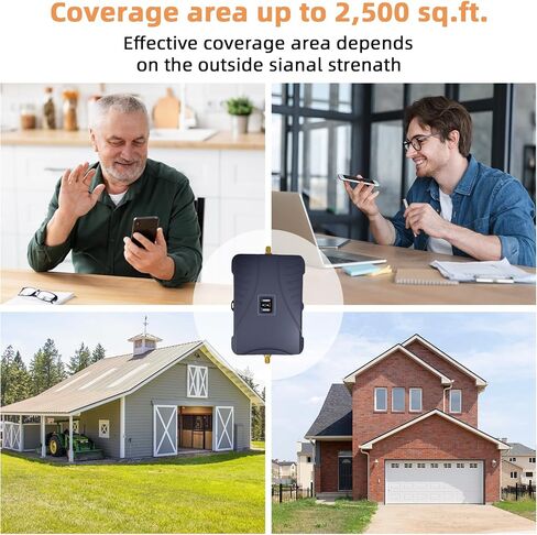 Cell Phone Booster for Home Office, Up to 2500 Sq.Ft, Cell Phone Signal Booster for Band 5/12/13/17, Boost 5G 4G LTE 3G Data for All U.S. Carriers, FCC Approved in Saudi Arabia
