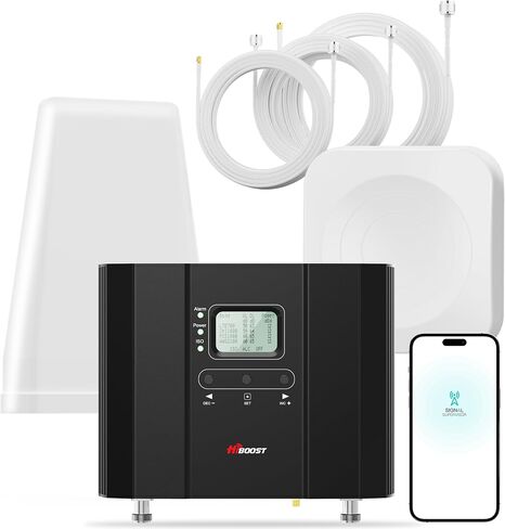 Hiboost Cell Phone Signal Booster for Home Office and Multi Room, Covers up to 8000 Sq Ft with 2 Indoor Antennas, Boost 5G 4G LTE for All US Carriers (Verizon, AT&T, T-Mobile etc), FCC & App Support in Saudi Arabia