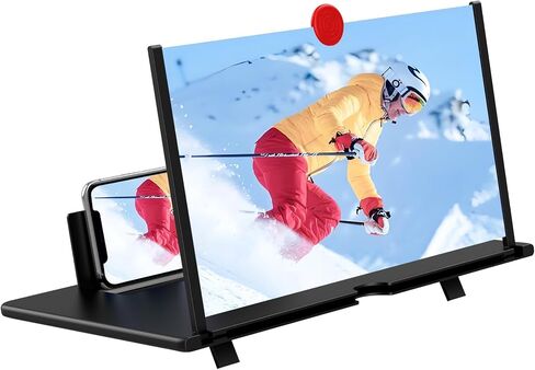 12" Screen Magnifier,3D HD Mobile Phone Magnifier Projector Screen Enlarger for Movies, Videos, and Gaming,Foldable Cell Phone Stand with Screen Amplifier,Gifts for Mom Dad(Black, 12inch) in Saudi Arabia