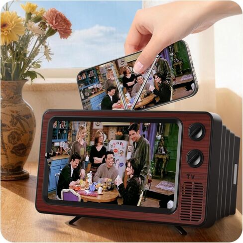 Retro TV Cell Phone Screen Magnifier HD 3D Portable Foldable | Mobile Phone Magnifier for Movie & Game, Fit for All Smartphones Gift for Women Mom Wife Men Dad Husband Friends (Sliver,12") in Saudi Arabia