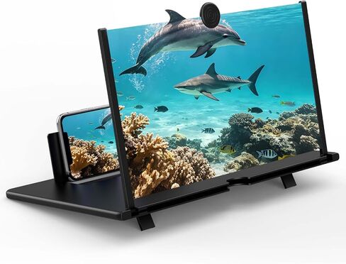 12" HD Screen Magnifier for Cell Phone,3D Cell Phone Magnifing Screen Enlarger Projector for Movies Videos and Gaming-Foldable Phone Stand Holder with Screen Amplifier Compatible with All Smartphones in Saudi Arabia
