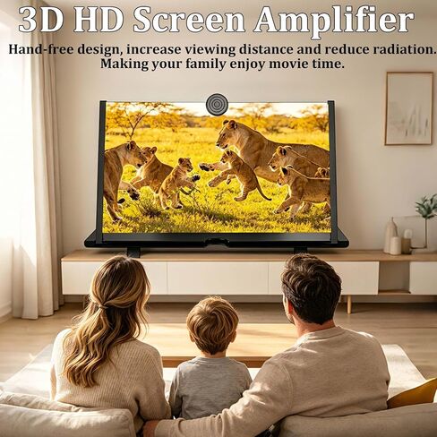 12" HD Screen Magnifier for Cell Phone,3D Cell Phone Magnifing Screen Enlarger Projector for Movies Videos and Gaming-Foldable Phone Stand Holder with Screen Amplifier Compatible with All Smartphones in Saudi Arabia