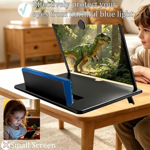 12" HD Screen Magnifier for Cell Phone,3D Cell Phone Magnifing Screen Enlarger Projector for Movies Videos and Gaming-Foldable Phone Stand Holder with Screen Amplifier Compatible with All Smartphones in Saudi Arabia