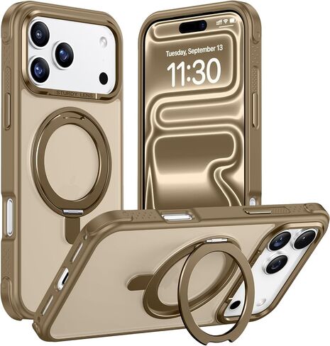 for Samsung Galaxy Z Fold 8 Ultra Case,[360°Rotatable Magnetic O-Ring Stand & HD Screen Protector][Compatible with MagSafe] Translucent Matte Shockproof Phone Case for Z Fold 8 Ultra,Black in Kuwait