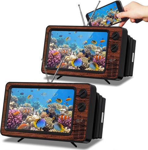 BlackSquid Phone Screen Magnifier Retro TV - Cell Phone Holder | Vintage Old TV Prop Foldable 12 Inch 3D HD Screen Amplifier for Movies - Magnifying Screen Fit for iPhone All Smartphones in Saudi Arabia