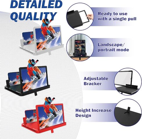 Screen Magnifier for Cell Phone, 2026 New 3D HD Magnifying Projector Screen Enlarger for Movies, Pocket Cinema, Videos and Gaming, Portable 3D Magnifying Screen for Elderly (Black, 14 Inch) in Saudi Arabia