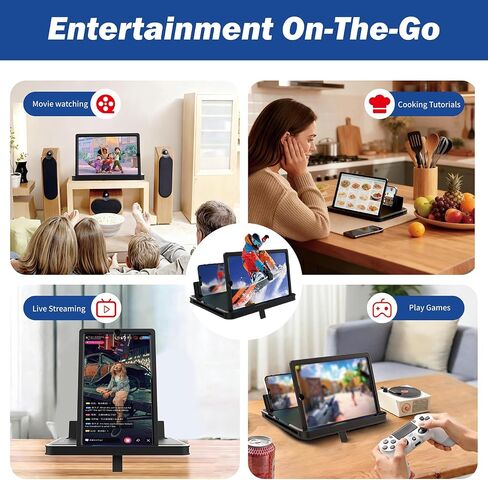 Screen Magnifier for Cell Phone, 2026 New 3D HD Magnifying Projector Screen Enlarger for Movies, Pocket Cinema, Videos and Gaming, Portable 3D Magnifying Screen for Elderly (Black, 14 Inch) in Saudi Arabia
