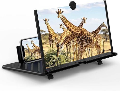 20" HD Screen Magnifier for Cell Phone,3D Cell Phone Magnifing Screen Enlarger Projector for Movies Videos and Gaming-Foldable Phone Stand Holder with Screen Amplifier Compatible with All Smartphones in Saudi Arabia
