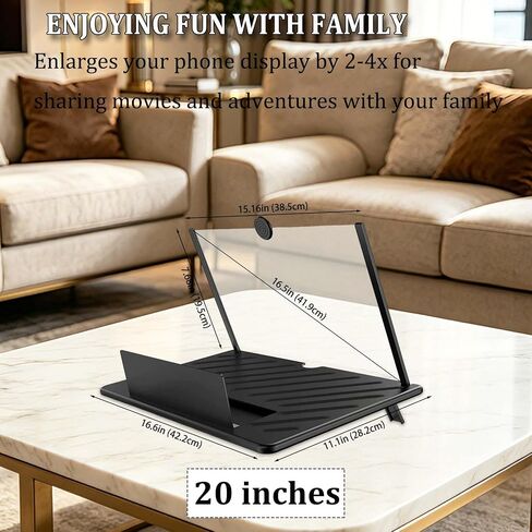 20" HD Screen Magnifier for Cell Phone,3D Cell Phone Magnifing Screen Enlarger Projector for Movies Videos and Gaming-Foldable Phone Stand Holder with Screen Amplifier Compatible with All Smartphones in Saudi Arabia