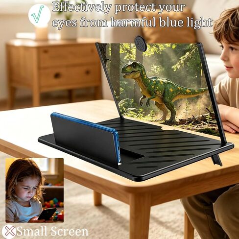20" HD Screen Magnifier for Cell Phone,3D Cell Phone Magnifing Screen Enlarger Projector for Movies Videos and Gaming-Foldable Phone Stand Holder with Screen Amplifier Compatible with All Smartphones in Saudi Arabia