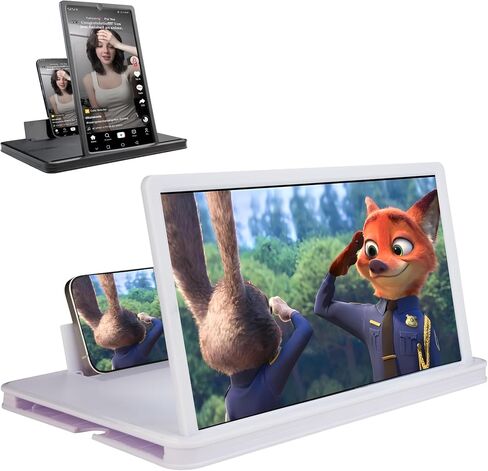 14" Screen Magnifier for Cell Phone, 3D Foldable Phone Stand Screen Enlarger, Mobile Phone Screen Amplifier, Eye-Caring for Browsing Video and Watching Movies, Reading Books (White, 14 Inch) in Saudi Arabia