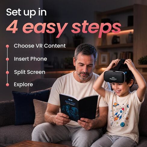 3D VR Headset for Kids + Android Remote - for iPhone & Android Phones | with 3D VR Videos & Apps Links | Virtual Reality Goggles Set for Beginners in Saudi Arabia