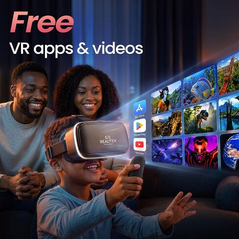3D VR Headset for Kids + Android Remote - for iPhone & Android Phones | with 3D VR Videos & Apps Links | Virtual Reality Goggles Set for Beginners in Saudi Arabia