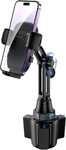 Cup Phone Holder for Car, [Upgraded Version]Universal Car Cell Phone Holder | Long and Adjustable Neck, 360° Rotation, One-Hand Operation，Non-Slip, Quick Release Button for iPhone, Galaxy and All phones in Saudi Arabia