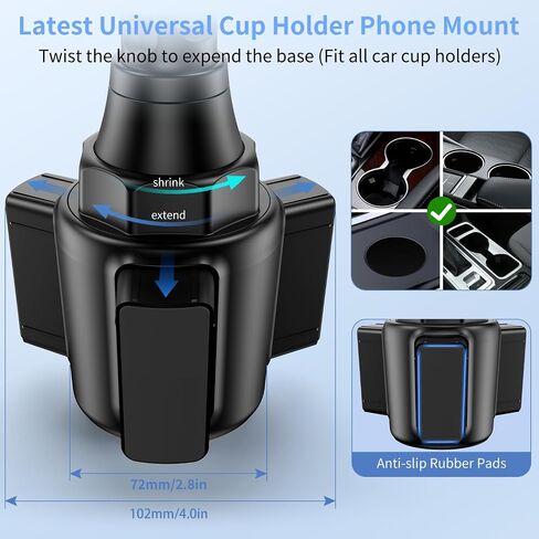 Cup Phone Holder for Car, [Upgraded Version]Universal Car Cell Phone Holder | Long and Adjustable Neck, 360° Rotation, One-Hand Operation，Non-Slip, Quick Release Button for iPhone, Galaxy and All phones in Saudi Arabia