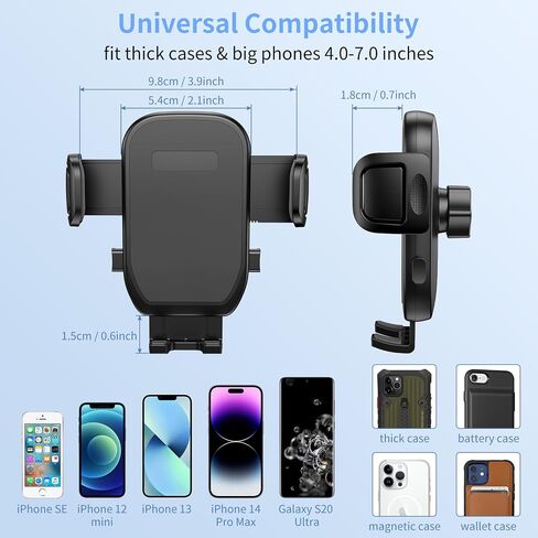 Cup Phone Holder for Car, [Upgraded Version]Universal Car Cell Phone Holder | Long and Adjustable Neck, 360° Rotation, One-Hand Operation，Non-Slip, Quick Release Button for iPhone, Galaxy and All phones in Saudi Arabia