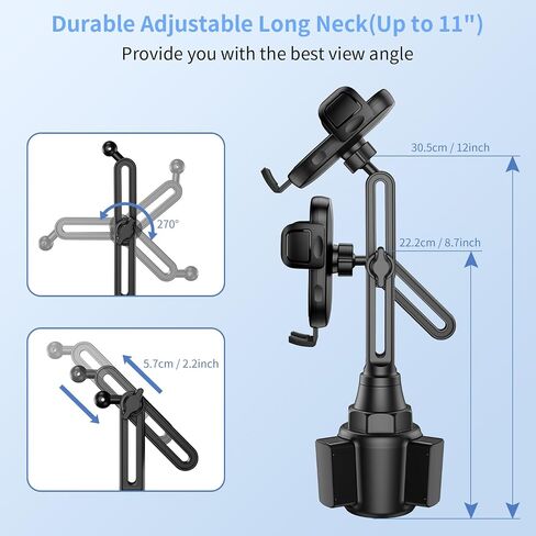 Cup Phone Holder for Car, [Upgraded Version]Universal Car Cell Phone Holder | Long and Adjustable Neck, 360° Rotation, One-Hand Operation，Non-Slip, Quick Release Button for iPhone, Galaxy and All phones in Saudi Arabia