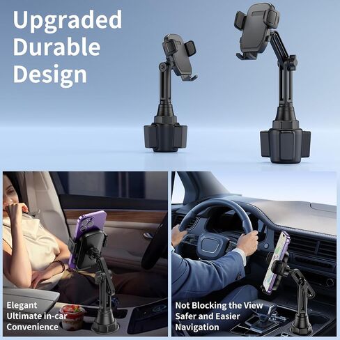 Cup Phone Holder for Car, [Upgraded Version]Universal Car Cell Phone Holder | Long and Adjustable Neck, 360° Rotation, One-Hand Operation，Non-Slip, Quick Release Button for iPhone, Galaxy and All phones in Saudi Arabia