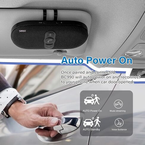 Bluetooth Car Speaker Phone: Hands Free Calling Kits 6W in car Speakerphone for Safe Driving - Support Siri Google Assistant Voice Calls/Motion Auto ON Off - BC990P in Saudi Arabia