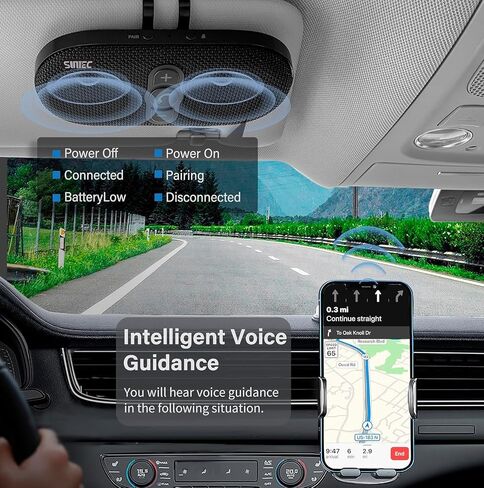 Bluetooth Car Speaker Phone: Hands Free Calling Kits 6W in car Speakerphone for Safe Driving - Support Siri Google Assistant Voice Calls/Motion Auto ON Off - BC990P in Saudi Arabia