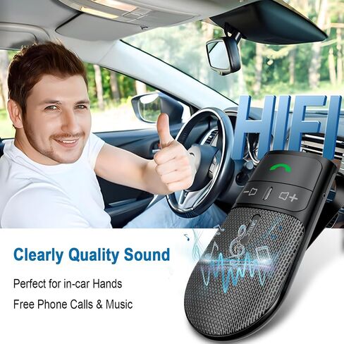 Hands-Free Bluetooth Speaker for Car,Handsfree Wireless Speaker Kit | Auto Power On, Siri Google Voice Assistant, Compatible with Samsung Android iPhone in Saudi Arabia