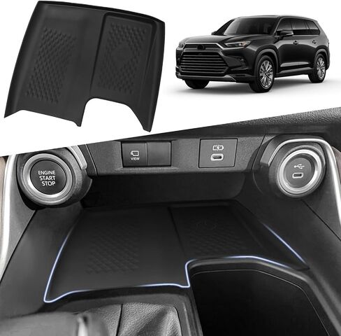 Wireless Charging Anti-Slip Mat for 2024 2025 2026 Toyota Grand Highlander | Soft Silicone Center Console Charger Protective Liner, Waterproof Heat-Resistant Anti-Scratch Non-Slip Phone Charging Pad in Kuwait