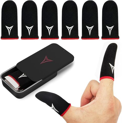 Professional Mobile Gaming Finger Sleeves with a Slide Box,6 Pack | Longer Size for 5 Fingers,No More Slipping,High Sensitivity,Anti-Slip Finger Gaming Gloves Fits All Touchscreen Devices in Saudi Arabia