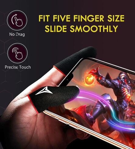 Professional Mobile Gaming Finger Sleeves with a Slide Box,6 Pack | Longer Size for 5 Fingers,No More Slipping,High Sensitivity,Anti-Slip Finger Gaming Gloves Fits All Touchscreen Devices in Saudi Arabia