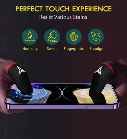 Professional Mobile Gaming Finger Sleeves with a Slide Box,6 Pack | Longer Size for 5 Fingers,No More Slipping,High Sensitivity,Anti-Slip Finger Gaming Gloves Fits All Touchscreen Devices in Saudi Arabia