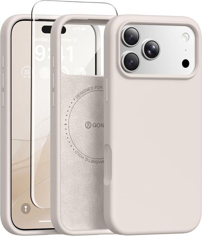 GONEZ Magnetic for iPhone 17 Pro Max Case, Silicone Cover Stone | Compatible with MagSafe, Camera Button & Screen Protector, Microfiber Lining, 3 Layers Soft Gel Rubber Shockproof Slim 6.9" in Saudi Arabia
