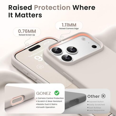 GONEZ Magnetic for iPhone 17 Pro Max Case, Silicone Cover Stone | Compatible with MagSafe, Camera Button & Screen Protector, Microfiber Lining, 3 Layers Soft Gel Rubber Shockproof Slim 6.9" in Saudi Arabia