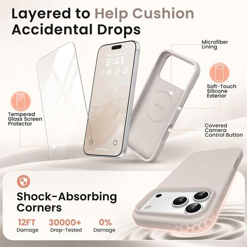 GONEZ Magnetic for iPhone 17 Pro Max Case, Silicone Cover Stone | Compatible with MagSafe, Camera Button & Screen Protector, Microfiber Lining, 3 Layers Soft Gel Rubber Shockproof Slim 6.9" in Saudi Arabia