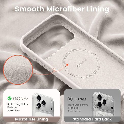 GONEZ Magnetic for iPhone 17 Pro Max Case, Silicone Cover Stone | Compatible with MagSafe, Camera Button & Screen Protector, Microfiber Lining, 3 Layers Soft Gel Rubber Shockproof Slim 6.9" in Saudi Arabia