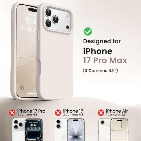 GONEZ Magnetic for iPhone 17 Pro Max Case, Silicone Cover Stone | Compatible with MagSafe, Camera Button & Screen Protector, Microfiber Lining, 3 Layers Soft Gel Rubber Shockproof Slim 6.9" in Saudi Arabia