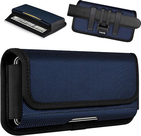 حافظة من النايلون المتين من ykooe متوافقة مع موديلات iPhone 17 16 15 14 13 12 وPro، Galaxy S25، S24، S23، S22، S21، حامل حزام للهاتف الخلوي للرجال، أسود - L in Kuwait