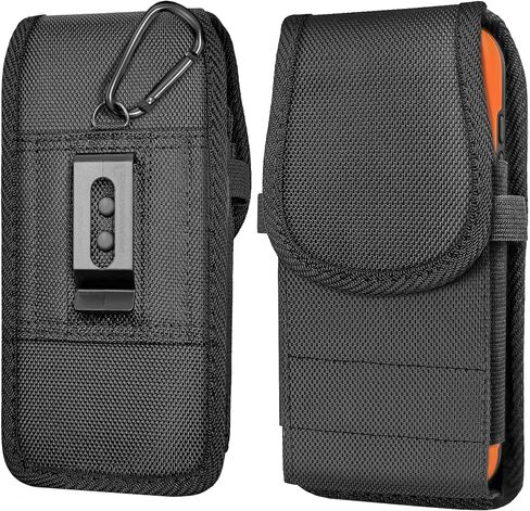 Nylon Holster Case Compatible with iPhone 17 16 16e 15 14 13 12 11 XS (Including Pro Models), [Magnetic Closure] Cell Phone Belt Holder with Clip, ID Card Slot Carrying Pouch Cover, Black in Kuwait