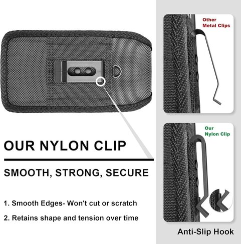 Nylon Holster Case Compatible with iPhone 17 16 16e 15 14 13 12 11 XS (Including Pro Models), [Magnetic Closure] Cell Phone Belt Holder with Clip, ID Card Slot Carrying Pouch Cover, Black in Kuwait