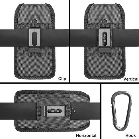 Nylon Holster Case Compatible with iPhone 17 16 16e 15 14 13 12 11 XS (Including Pro Models), [Magnetic Closure] Cell Phone Belt Holder with Clip, ID Card Slot Carrying Pouch Cover, Black in Kuwait