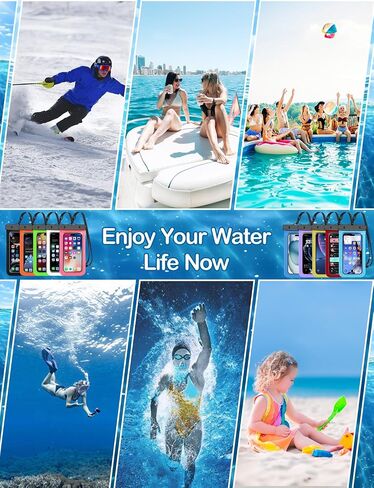 [Fits Up to 8.5"] 6 Pack Multicolor Waterproof Phone Pouch, Cell Phone Case Dry Bag,Protection Level: IP68,Beach Cruise for iPhone,Samsung,and More,Lanyard Included,Black,Blue,Pink,Orange,Yellow,Green in Saudi Arabia