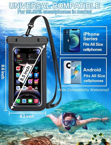 [Fits Up to 8.5"] 6 Pack Multicolor Waterproof Phone Pouch, Cell Phone Case Dry Bag,Protection Level: IP68,Beach Cruise for iPhone,Samsung,and More,Lanyard Included,Black,Blue,Pink,Orange,Yellow,Green in Saudi Arabia