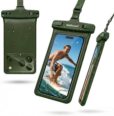 wellhouse Waterproof Phone Pouch, Waterproof Phone Case for iPhone 17 16 15 14 13 Pro Max XS Samsung, IPX8 3D Cellphone Dry Bag Beach Essentials (2 Pack - Black & White7.0, 7 inch) in Kuwait