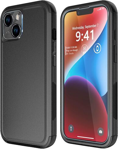 Diverbox for iPhone 14 Case [Shockproof] [Dropproof] [Tempered Glass Screen + Camera Lens Protector] Heavy Duty Protection Phone Case Cover for iPhone 14 6.1inch in Saudi Arabia